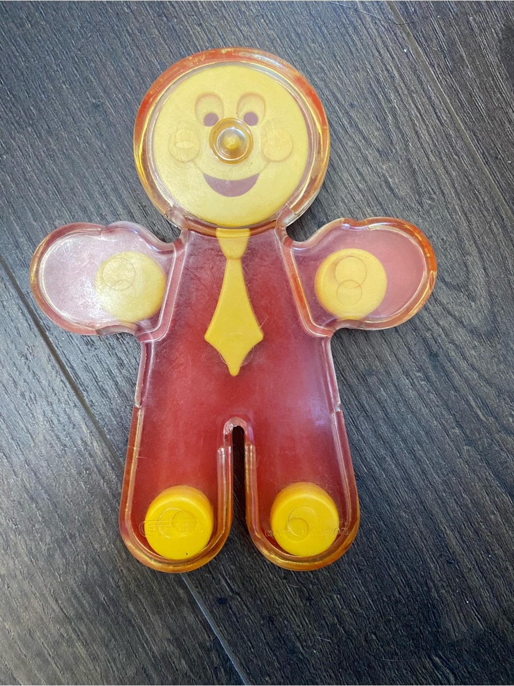 Vintage 1970s STRACO Plastic Gingerbread Man Baby Rattle Toy Rare Mid-Century